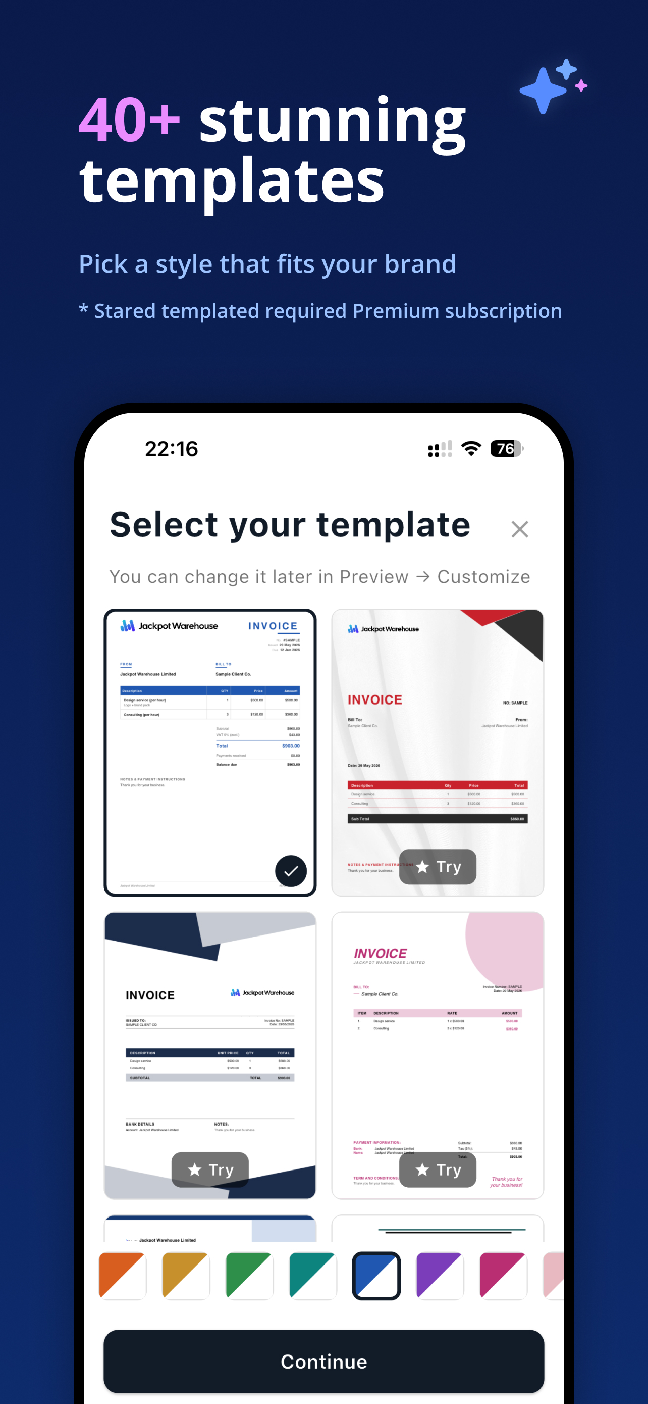 Creating an invoice