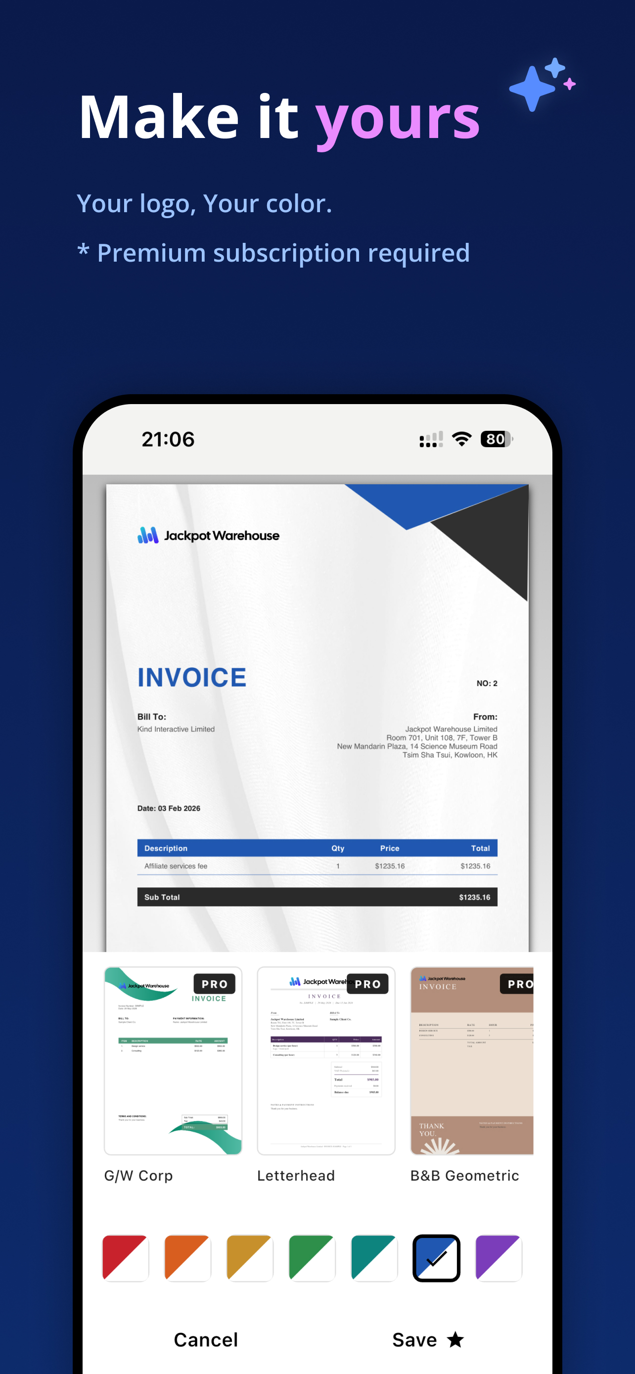 Customizing a template