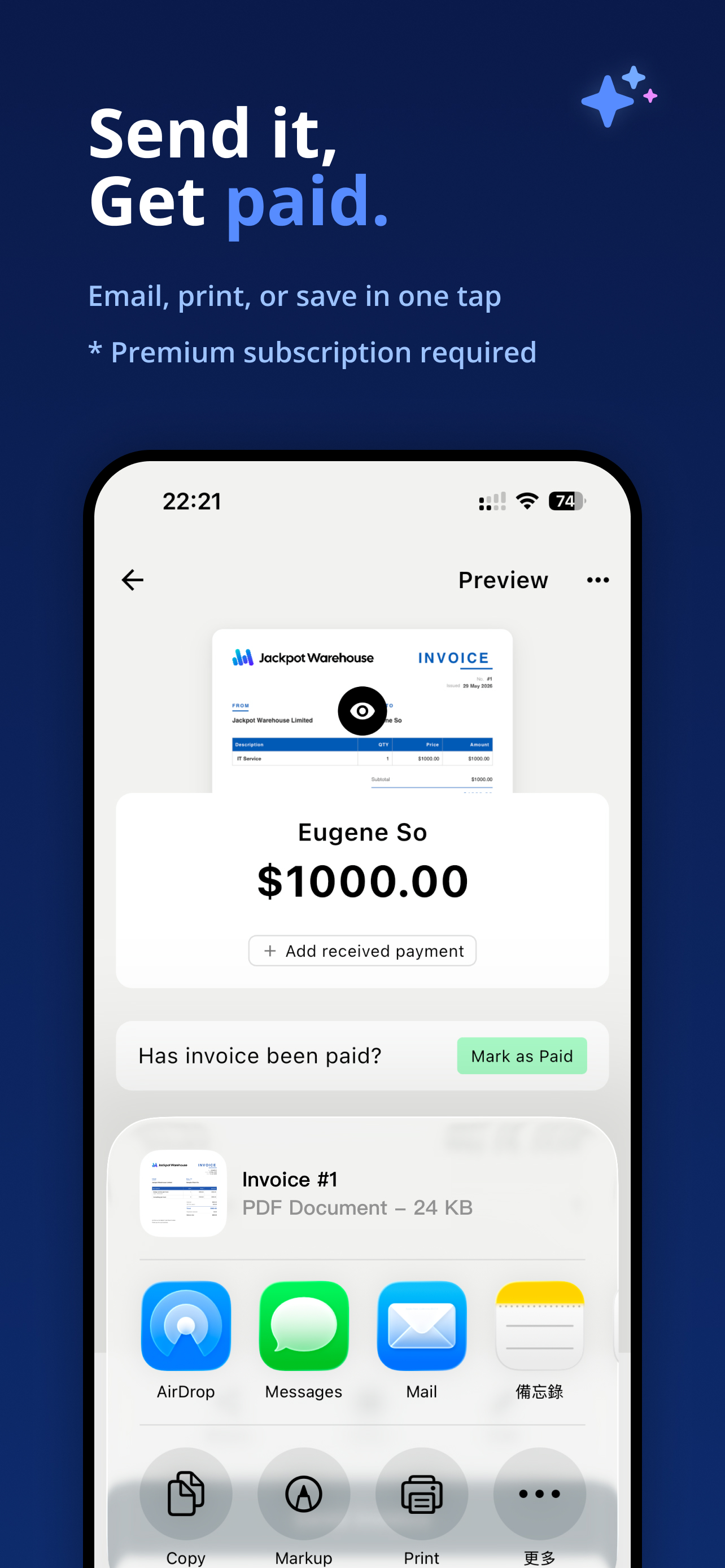 Sending and tracking payment